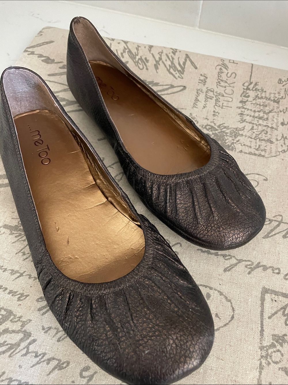 Bronze Leather Flats